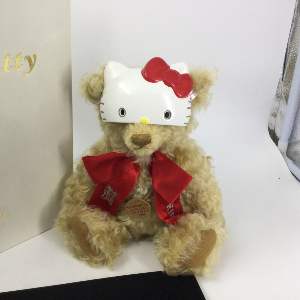 Steiff Hello Kitty Japan Festival 2005 Bear W Red Ribbon & Kitty
