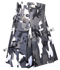 Scottish Handmade Modern Kilt Urban Camo Utility Kilt Custom Size Kilt For Men's