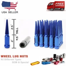 20PC (7-SPLINE) SPIKE LUG NUTS 12X1.5 BLUE 4.5" +  KEY FITS LEXUS/MITSUBISHI