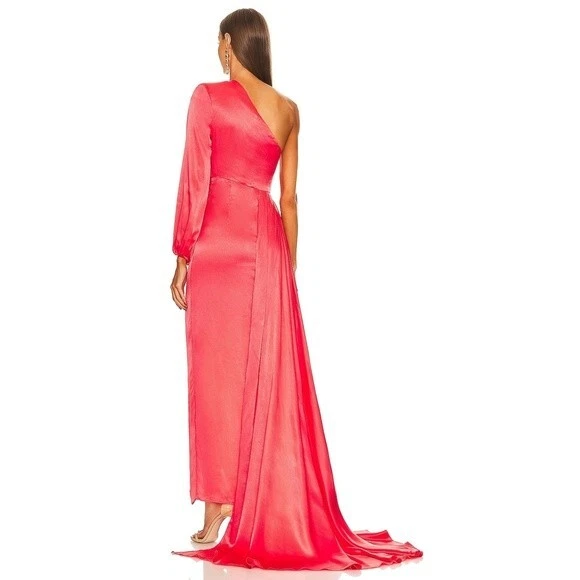 PALM ANGELS Abito lungo Michael Costello Heather in Siena bruciata taglia small nuovo con etichette $328