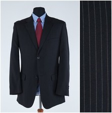 Mens Italian Blazer 40L UK Size BRUCE FIELD Dark Blue Wool Sport Coat Jacket