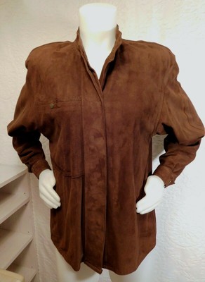 VAKKO Brown Super Soft Suede Shirt Jacket XS (Runs Large) Long Sleeve High End