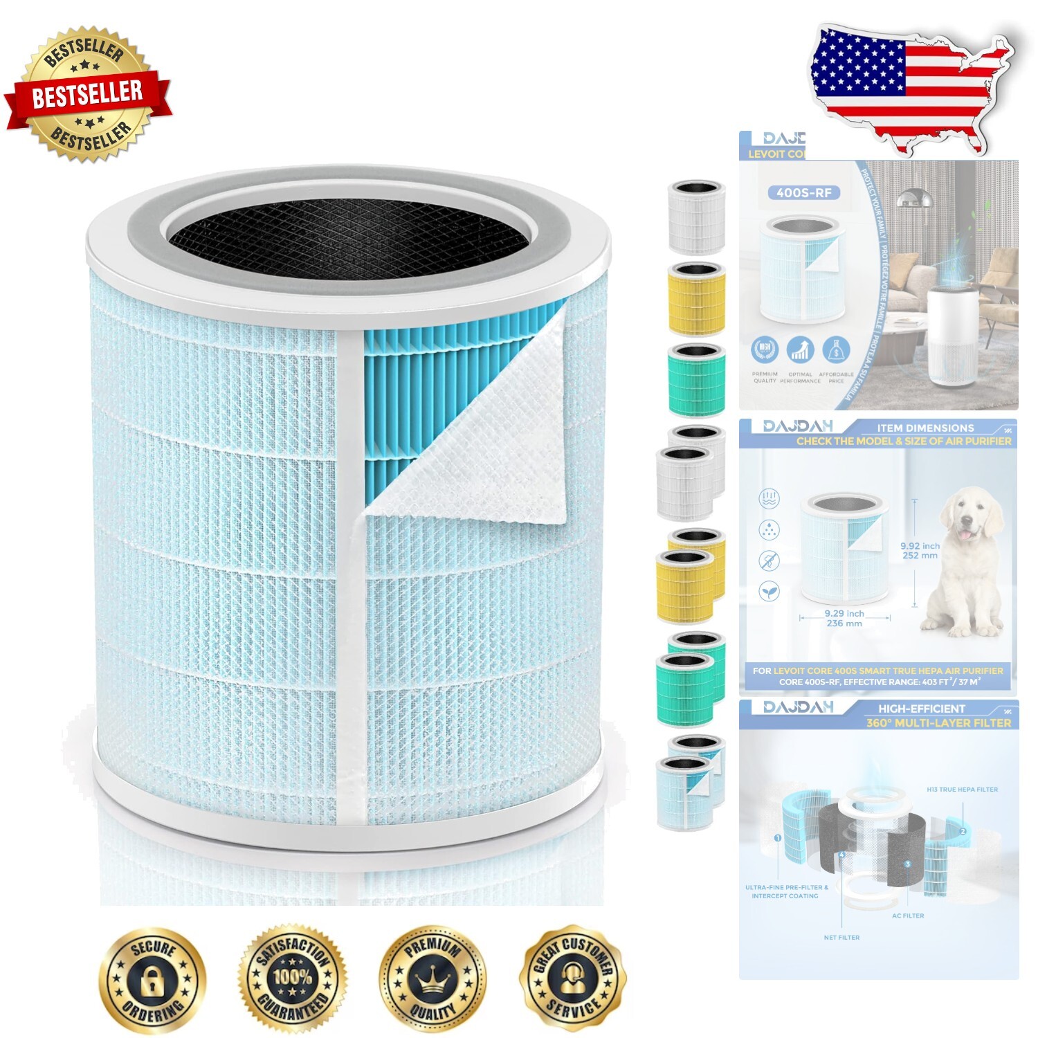 LEVOIT Core 400S Air Purifier Replacement Filter – 99.97% Efficiency & Simple Installation  -image