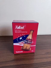 🚀Official FALLOUT Nuka-Cola Victory Glass Bottle & 10 Bottle Caps NEW