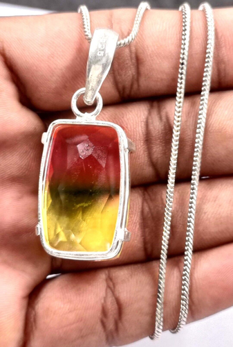 Diwali Sale 61.10 Ct Bi-Color Ametrine Emerald Cut Pendant Free Silver Chain NMF - Picture 7 of 7