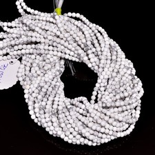 Natural White Howlite Gemstone Round Shape Smooth Beads 4X4.5mm Strand 15" AB603