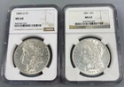 2 NGC US 90% Silver Morgan $1 1884-O MS60 1887-P MS63 L25220
