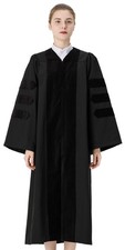 GraduationMall Classic Doctoral Graduation Gown with Black Velvet Piping 54