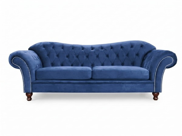 Blaues 2-Sitzer-Schlafsofa Gestepptes Chesterfield-Sofa Wohnzimmersofas-image