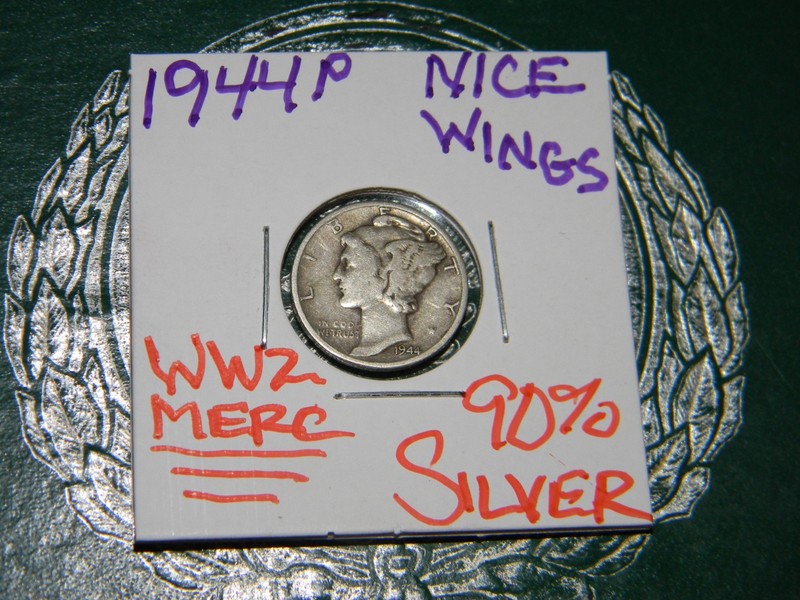 1944 P Mercury 90% Silver {WWII} Dime -[PHILADELPHIA MINT] (82 YEARS OLD)
