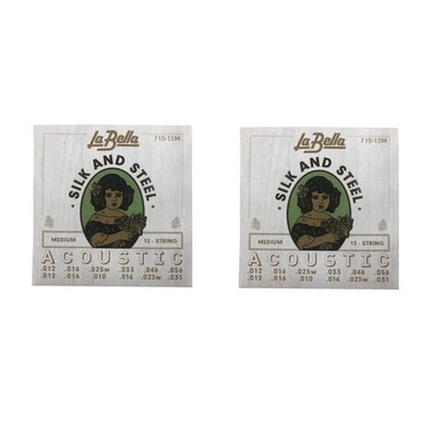 La Bella Guitar Strings 12-String 2 Sets Silk and Steel Medium 