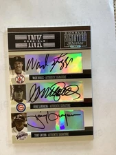 2005 Donruss Signature Trios WADE BOGGS, RYNE SANDBERG,TONY GWYNN AUTOGRAPHS