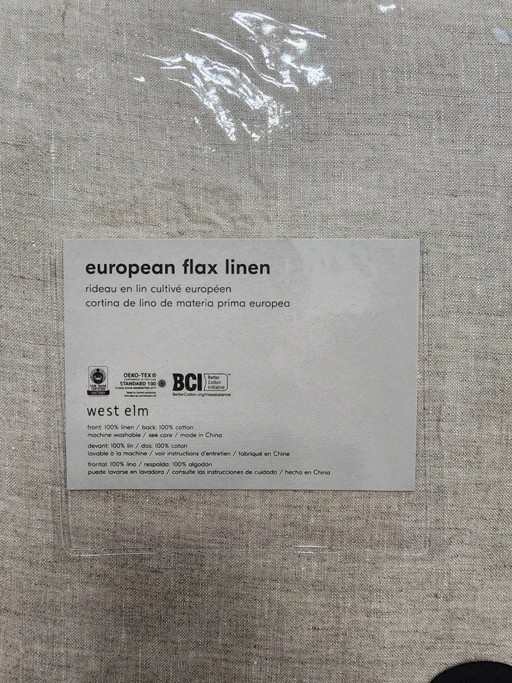Cortina de lino de lino europea West Elm. 48 x 96 ~ Natural / Lino Foto 4 de 4