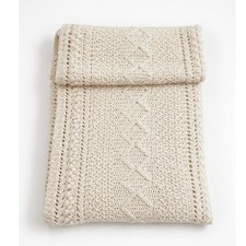 Handmade Crochet Throw Blanket 45x66 Ivory Cream Textured Afghan