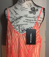 NWT Pretty Little Things Orange Sequin Mini Dress Spaghetti Strap Party Size 6