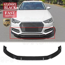 For Audi A4 S-Line S4 B9 Pre-Facelift 17-19 V Style Gloss Black Front Bumper Lip