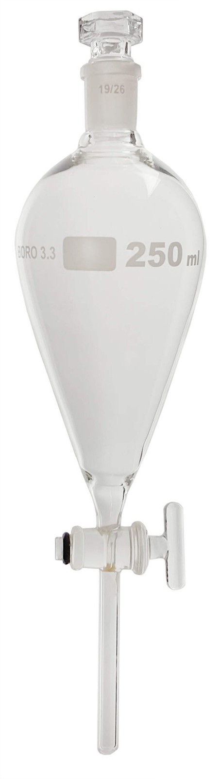 Funnel, Separatory, Borosilicate Glass, Glass Stopcock, 250ml