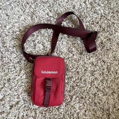 Lululemon Red Crossbody Bag for Men with Buckle Closure and Adjustable Strap