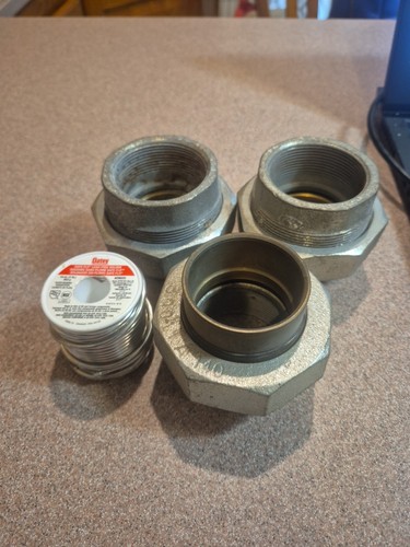 Watts 2โ Lead Free Dielectric Union sweat x female LOT OF 3 + 1 LB ROLL SOLDER