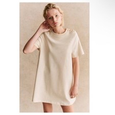 Sezane Robe Selena T-Shirt Dress Women’s Small Cream Cotton Minimalist New