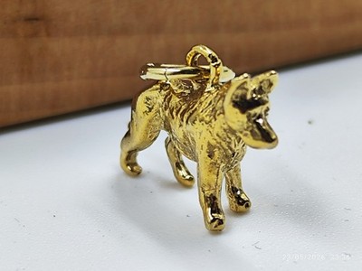 9ct Yellow Gold Dolphin Dog Pendant Hallmarked 