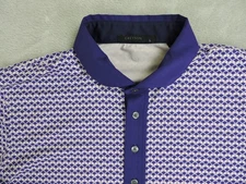 Greyson Polo Shirt Mens L Purple Geo Logo Print Short Sleeve Stretch Golf Casual