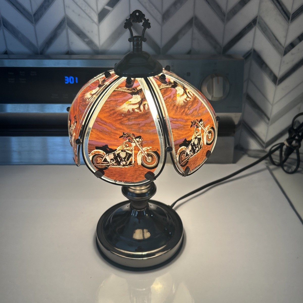 Vintage Motorcycle Harley Davidson Collectible Lamp 14.5 Inch! 3