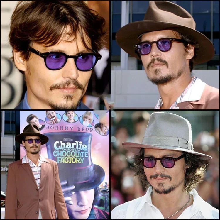 Johnny depp sunglasses purple lens retro classic celebrity fashion glasses