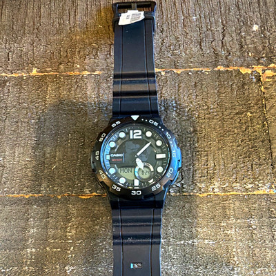 Casio Twin Sensor Quartz Analog/Digital WR 100m Black Resin Strap 50mm