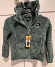 Eddie Bauer Youth High Pile Plush Hooded Full Zip Jacket Green SMALL 7/8 NWT 