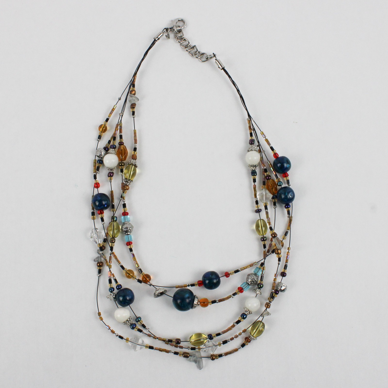 Multi-Strand Multicolor Beaded Statement Necklace… - image 2