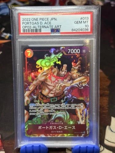 PSA 10 Japanese One Piece Portgas.D.Ace Alternate Art OP02-013