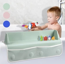 Bathtub Splash Guard for Tub Kids Play Shelf Area Toy Storage Holder 22” Green D