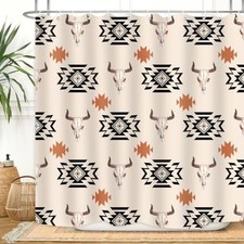 Western Aztec Shower Curtain Vintage Boho Cow 72"W x 72"L Pack of 1 Aztec Cow