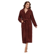 RONGTAI Luxury Plush Absorbency Robe For Women Extra Long Fleece Bathrobe With H
