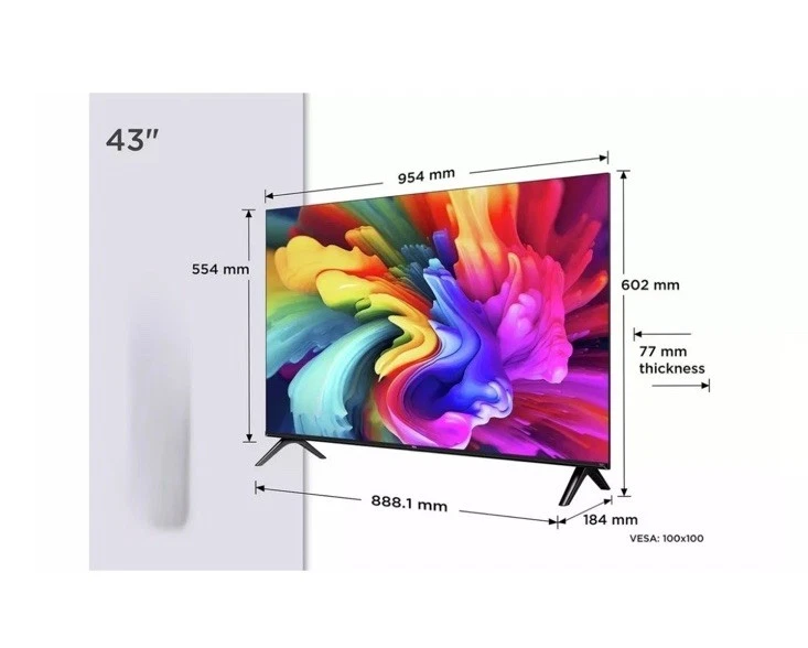 TCL 43 Inch 43SF560-UK Smart FHD HDR QLED Freely TV UK Delivery A new - Image 2 of 4