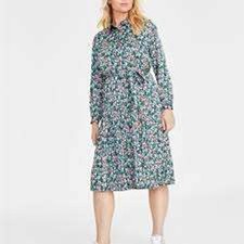 ON 34TH Floral Print Long Sleeve Midi Dress Women's Plus Size 2XL XXL