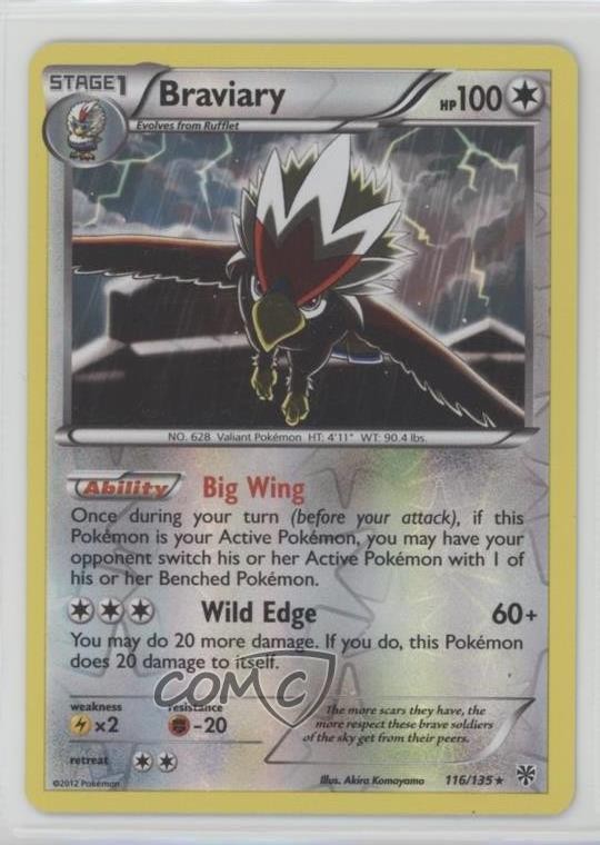 Braviary Reverse Foil Pokémon Black & White Plasma Storm #116