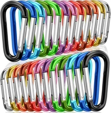 STURME 2" Aluminum D Ring Carabiners Clip D Shape Spring Loaded Gate Small Keych