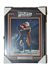 MICHAEL J FOX CHRISTOPHER LLOYD Signed BACK TO THE FUTURE 16x20 Photo BAS Framed