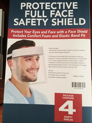 New ArtCraft Optical PROTECTIVE FULL FACE SAFETY SHIELDS Mask Mouth Cover Pack 3