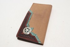 Texas Leather Manufacturing Wallet Checkbook Brown Concho Cowboy Southwestern