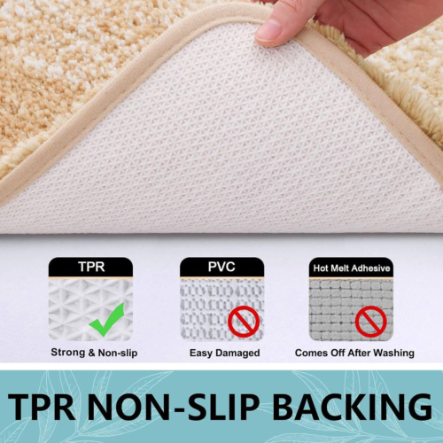 Microfiber Bathroom Rugs, Shaggy Soft and Absorbent Bath Rug, Non-Slip, Thick Pl - Picture 4 of 9