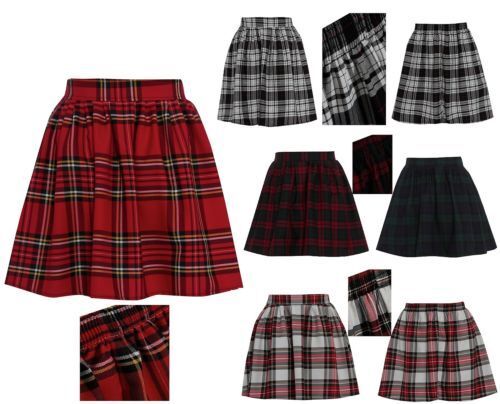 NEW WOMENS RED LADIES CHECK TARTAN SKATER MINI SKIRT ELASTICATED WAIST SIZE 8-20 - Picture 1 of 14