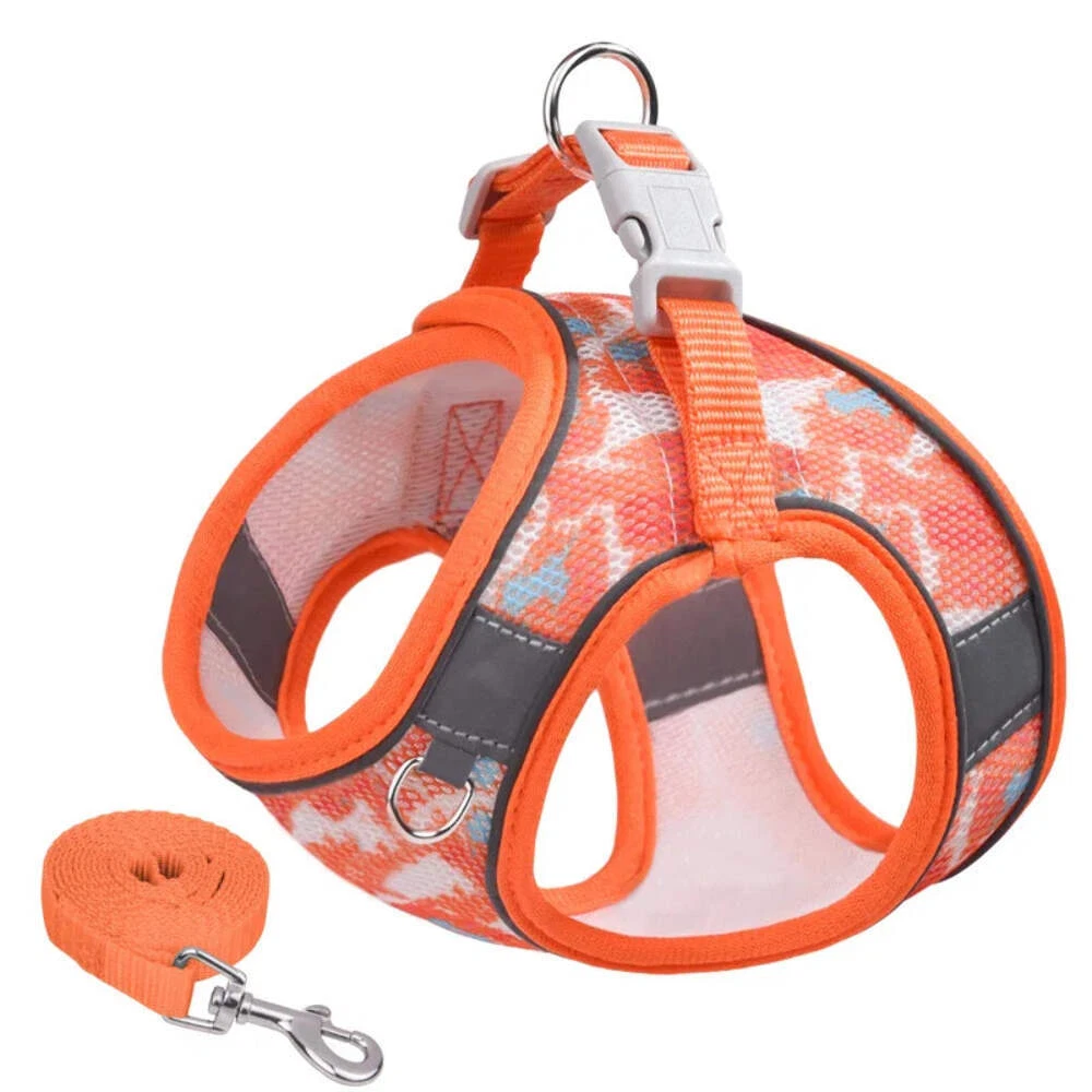 Dog Harness Leash Set Breathable Pet Chest Strap Puppy Kitten Reflective Vest fo