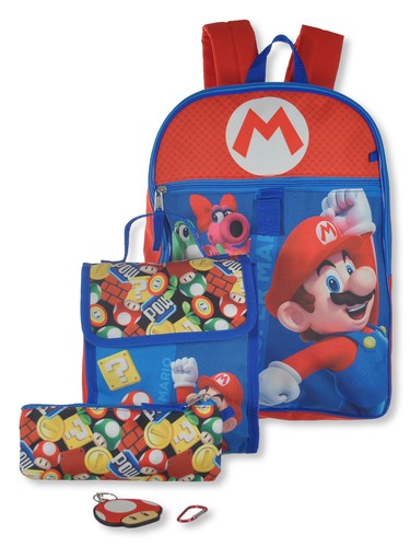 Super Mario Bros. Boys' 5-Piece Backpack With Lunchbox Set - red, one size - Bild 1 von 4