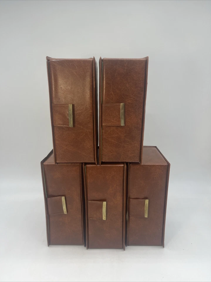 Vintage Cassette Audio Tape Library Book Style Case Holder Brown Gold Lot Of (5) - Image 4 of 4