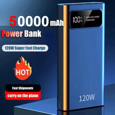 50000mAh Power Bank 120W Fast Charging Battery High Capacity LED Digital Display