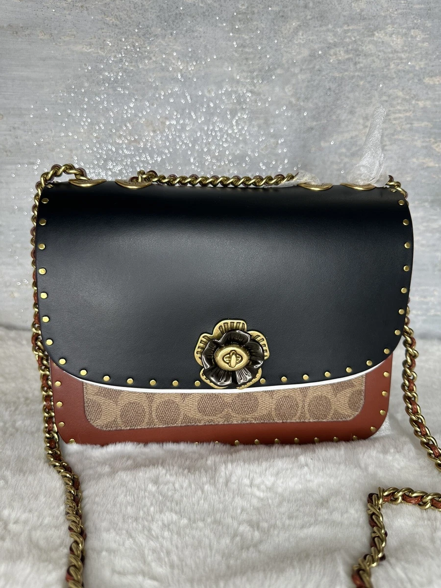 COACH Madison Shoulder Bag in Signature Canvas With Rivets And Snakeskin  Detail - Macy's