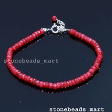 Natural Corundum Ruby Faceted Indian Cut Beads Jewellery Bracelet /Ankelt